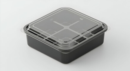 Square Plastic Food Container With Clear Lid