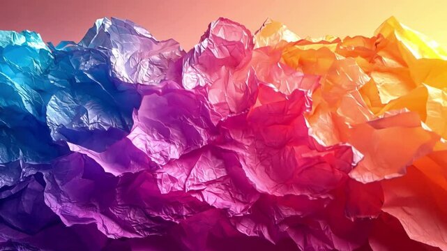 Abstract Colorful Crumpled Paper Landscape: A Vivid Tapestry of Hues and Textures