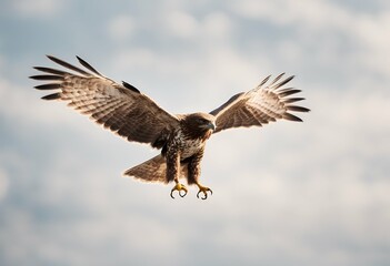 Obraz premium common spreading background space wings white bird brown majestic copy buzzard buteo out flight isolated flying prey impressive air i cut animal blank moving approaching of nature in natural