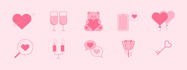 Valentine set. Valentine icon and symbol. Valentine elements. Simple flat vector icon.