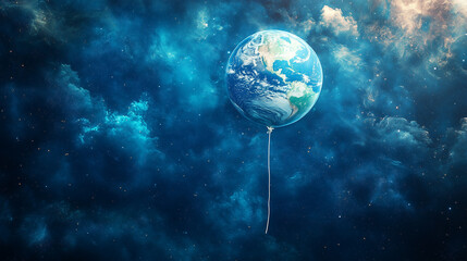 Planeta Tierra como globo infantil flotando en el cosmos