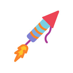 Toy Rocket with Flame Trail Icon Design
