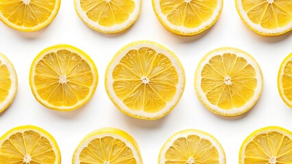 Fototapeta premium Minimalist Lemon Slice Photography: Yellow Citrus Fruit, Simple Background, Studio Shot, Close-up, Macro Photography, Food Photography, Clean Aesthetic