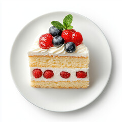 Delicious cheesecake with fresh berries and cream on a plate