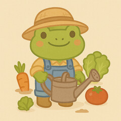 frog in a gardener outfit