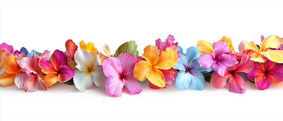 A colorful lei made of tropical flowers. 