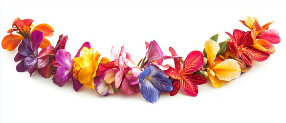 A colorful lei made of tropical flowers. 