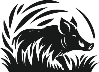 Wild boar silhouette animal vector