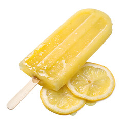 Lemon popsicle isolated on transparent background