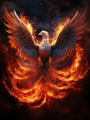 Majestic Phoenix Bird in Flames Rebirth and Renewal