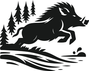 Wild boar silhouette animal vector