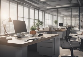 workstation isolated desk transparent background office chair room technology antique house architecture wooden work modern business style ai classic furniture front old interior keyboard laptop
