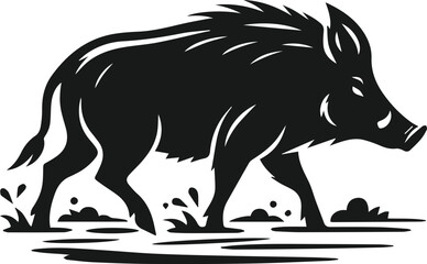 Wild boar silhouette animal vector