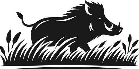 Obraz premium Wild boar silhouette animal vector