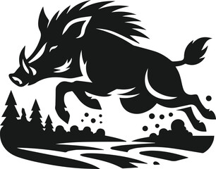 Wild boar silhouette animal vector