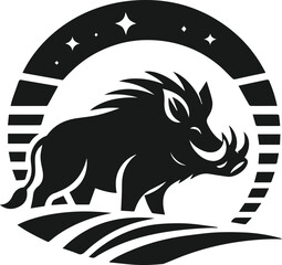 Wild boar silhouette animal vector