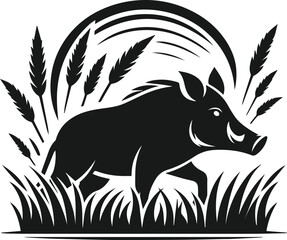 Wild boar silhouette animal vector