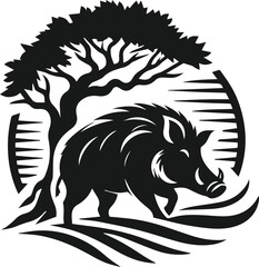 Wild boar silhouette animal vector