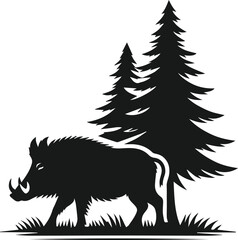 Wild boar silhouette animal vector