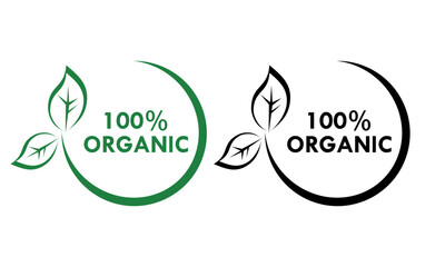 100% organic design logo template illustration