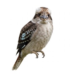 Naklejka premium Kookaburra standing on smooth white surface with full body visible in frame 
