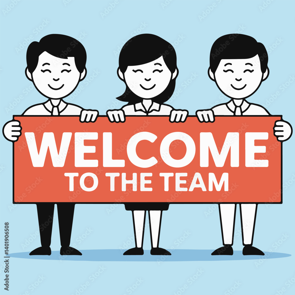 Fototapete welcome to the team. text with long shadow. simple minimal typography banner vector illustration