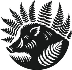 Wild boar silhouette animal vector