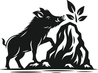 Wild boar silhouette animal vector