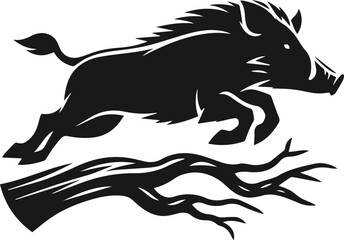 Wild boar silhouette animal vector