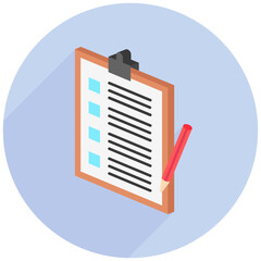 Clipboard isometric 3D icon, mini illustration. use for modern concept, print, UI, UX kit, web and app development. Vector EPS 10, related to learning and education, science
