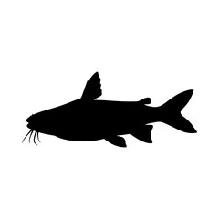 Obraz premium African Butter Catfish Silhouette Vector Illustration
