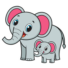 Obraz premium Cute elephant mom and baby
