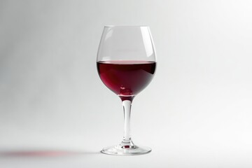 Single glass of ruby red wine on stark white backdrop , isolated, white, wine glass