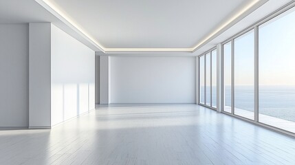 Fototapeta premium Modern Minimalist Room Design Ocean View