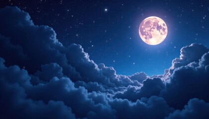 Fototapeta premium Dark celestial canvas with twinkling stars and vibrant moonlight, space, night sky