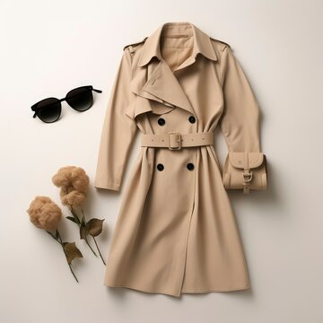 Beige Trench Coat, Sunglasses, and Small Bag Stylish Autumn Fashion