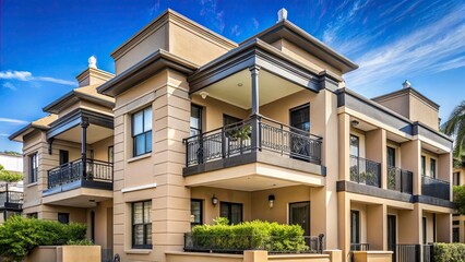 Obraz premium Sydney House Photography: Beige Walls, Charcoal Accents, Blue Sky Balconies