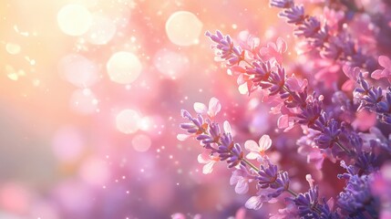 Delicate lavender flowers in soft focus with dreamy bokeh background
