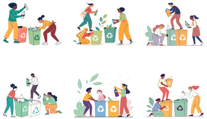 Flat Illustration of Eco-Friendly Activities and Tree Planting for Environmental Awareness.