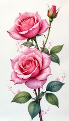 Delicate Watercolor Roses , flower arrangement, flowers watercolor