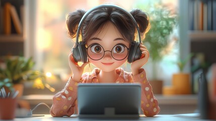 3d illustration, cute cartoon customer service woman working on a phone call,image Ai
