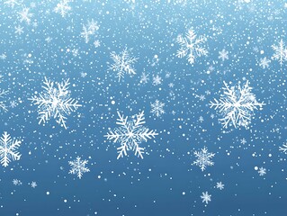 Winter snowfall elegance background with delicate white snowflakes pattern