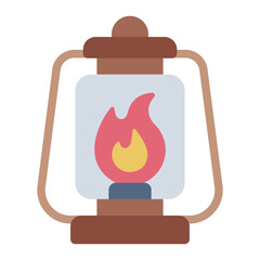 fire lantern flat icon for camping light