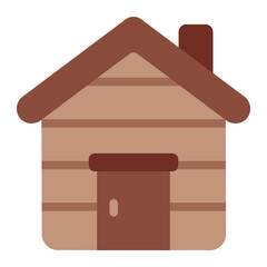 wood lodge flat icon for forest hunting cabin base