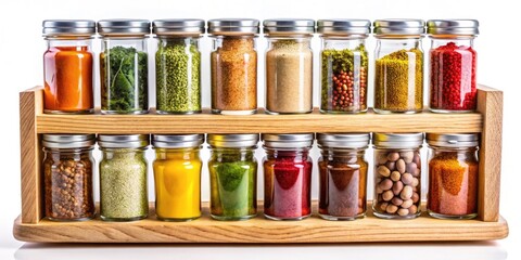 Vibrant Spice Rack: Modern Kitchen Culinary Photography