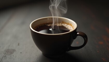Steaming black coffee 