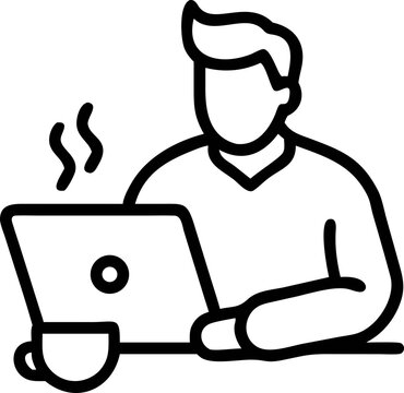 man working on laptop with coffee clip art preview