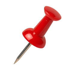 Red push pin isolated on transparent background
