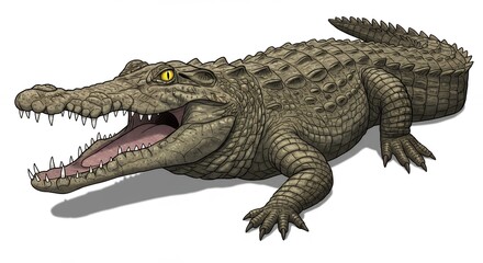 Obraz premium Large crocodile open jaw wildlife illustration