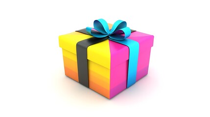 Fototapeta premium gift box with ribbon in vibrant color isolated on white background perfect for holiday shopping, wrapping ideas, and occasion-related visuals